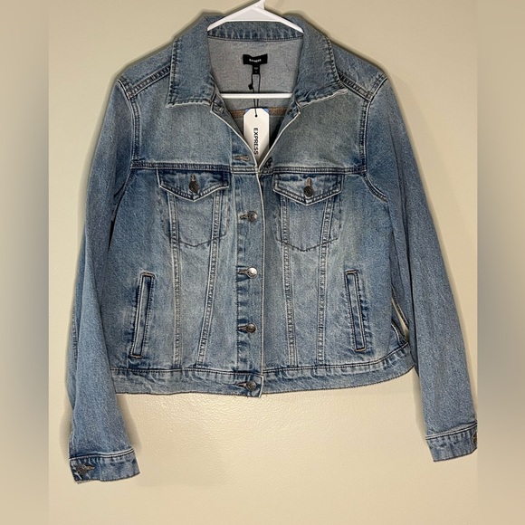 Express Jackets & Blazers - NWT Express light wash denim jean jacket size large